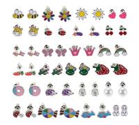 Gatuida 20 Pairs Colorful Vegetable Fruit Heart Stud Earrings Cute Animal Ear Studs Decorative Earrings for Casual Formal Outfits Jewelry Supplies