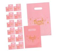 Gatuida 200pcs Reusable Thank You Bags with Four-finger Handles Small Boutique Present Pouches for Retail Packaging and Shopping Pink Star Design