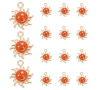 Gatuida 20pcs Orange Alloy Sun Pendants with Happy Face - Mini Keychain Charms for DIY Jewelry Making, Crafting Bracelets, Necklaces, and Handmade Accessories