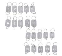 Gatuida 20pcs Stainless Steel Number Key Tags with Double Holes, Engraved Metal Keychain Labels 1-20 for Hotel Keys, Locker Organization, and Dormitory Use
