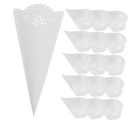 Gatuida 20Pcs White Paper Confetti Holders Hollow Craft Petal Cones for Vintage Wedding Party Decorations Easy to Fold DIY Storage for Confetti and Party Favours