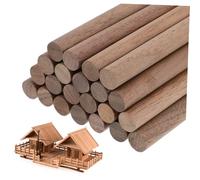 Gatuida 24 Pcs Black Walnut Wood Dowels Smooth Unfinished Craft Sticks for DIY Projects Tiered Cake Decorations Lightweight and Safe to Use