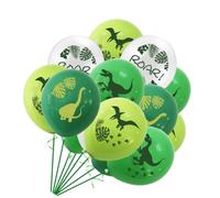 Gatuida 24Pcs Dinosaur Latex Balloons Set 12 Inch Printed Birthday Balloons Pack Including Dark Green Brachiosaurus Light Green Velociraptor Fruit Pterodactyl and White Roar for Party