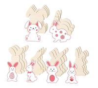 Gatuida 24Pcs Easter Unfinished Bunny Shape Wooden Slices DIY Craft Cutouts Blank Wood Chips for Painting and Hanging Decorations for Spring Party Home Garden Festive Use