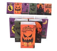 Gatuida 24pcs Halloween Treat Bags with Castle Bat Witch Pumpkin Patterns Kraft Paper Party Favor Bags for Handheld Candy and Goodie Pouches for Halloween Parties and Gift Giving