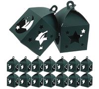 Gatuida 25pcs Eid Party Candy Favor Boxes with Star and Moon Cutout Design, Green Handheld Treat Containers for Ramadan and Islamic Celebration Packaging
