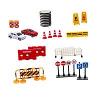 Gatuida 27Pcs Mini Traffic Signs Set Educational Street Barricade Figures for DIY Table Model Train Layouts and Traffic Knowledge Teaching