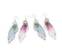 Gatuida 2pairs Butterfly Wings Zircon Earrings Nature Earrings for Women Statement Crystal Butterfly Pattern Dangle