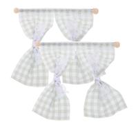 Gatuida 2pcs 1:12 Scale Dollhouse Accessories: Miniature Dollhouse Curtains/Drapes Gingham Tie Back on Rail for DIY Crafting Props - Tiny House Window Accessories Green
