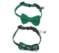 Gatuida 2pcs Adjustable Breakaway Cat Collars with Bells Soft Small Kitten Pet Collars with Removable Bowtie Comfortable Fabric for Boys Festive Party Accessory