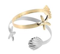 Gatuida 2pcs Adjustable Chunky Seashell Cuff Bracelets Durable Metal Bangles for Women Lightweight Beach Jewelry for and Holidays