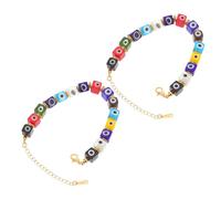 Gatuida 2pcs Adjustable Evil Eye Glass Bead Bracelet for Women Handcrafted Multi-bead Wrist Chain Jewelry with Vibrant Colors Design for Parties Birthdays Festivals