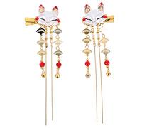 Gatuida 2pcs Alloy Hair Clips with Tassels Vintage Chinese Design Hairpins for Cartoon Mask Headwear Festivals and Special Occasions