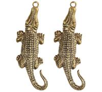 Gatuida 2pcs Antique Brass Crocodile Keyring Pendants Solid Hanging Charms for Bag Decoration, Vintage Style Brass Keychain Accessories for Home and Travel