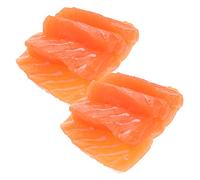 Gatuida 2Pcs Artificial Salmon Slice Models Fake Fish Meat Decor for Kitchen Home Garden Photo Props Realistic Restaurant Display