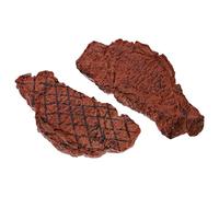 Gatuida 2Pcs Artificial Steak Model for Pretend Play Food Realistic Fake Pork Steak Props for Kitchen Role Play Decorative Cooking Accessories