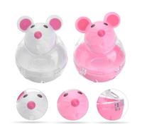 Gatuida 2pcs Automatic Leakage Pet Feeder Cat Artificial Mouse Shape Interactive Food Dispenser Tumbler Rolling Training for Indoor Cats and Kittens White Red