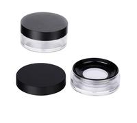 Gatuida 2pcs Black Empty Makeup Powder Container with Elastic Mesh Interlayer Portable Loose Powder Case Puff Holder for Travel and Daily Use