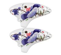 Gatuida 2pcs Blue and White Pottery Flute Ocarina Beginner Pottery Musical Instruments Porcelain Ocarina Long Mouth Alto Compact Musical Instrument Mini Ceramics