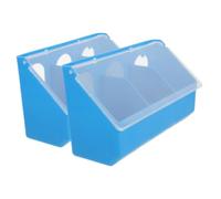 Gatuida 2pcs Blue Pigeon Feeder with Lid Plastic Hanging Feed Water Grit Box for Gamefowl Cages Poultry Feeding Troughs and Bird Cage Bowls