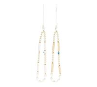 Gatuida 2Pcs Bohemia Beaded Phone Lanyard Lost Phone Hanging Charm Wrist Strap for Mobile Phones Cameras Keychains Creative Durable Design Beige White