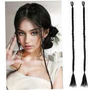 Gatuida 2pcs Braid Wig Clip in Braids Hair Extensions Long Braided Ponytail Extension for Front Side Bang Hairstyle