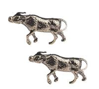 Gatuida 2Pcs Brass Buffalo Desk Ornament Retro Style Key Pendants Vintage Solid Brass Decorative Accessories for Home Decor and