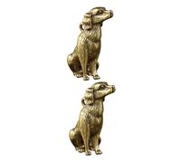 Gatuida 2pcs Brass Craft Dog Pendants Vintage DIY Desktop Decoration Creative Small Dog Ornaments for Home Office Crafting and Keychain Accessories