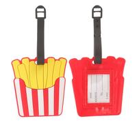 Gatuida 2pcs Cartoon French Fries Luggage Tags Portable Suitcase Identifiers Cute Travel Bag Labels for Women Stylish PVC Travel Accessories for Any Luggage