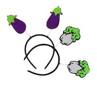 Gatuida 2pcs Cartoon Vegetable Headband for Purple Eggplant Green Cabbage Cosplay Prop Fun Party Hair Hoop Accessories Playful and Eye Catching Hairbands for Festivals and Costume Events