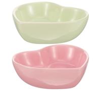 Gatuida 2pcs Ceramic Feeding Bowls for Small Animals, Heart Shaped and Anti-turning Design, Stable Placement Fits Cage Corners, for Hamsters, Ferrets and Small Pets