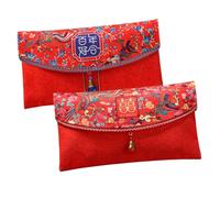 Gatuida 2pcs Chinese Fabric Red Envelopes Wedding Money Packets Double Happiness Red Packets Chinese Style for Engagement and Marriage