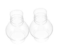 Gatuida 2pcs Clear Glass Oil Lamp Chimney Tall Windproof Kerosene Light Covers with Stable Installation Round Vintage Lamp Shade for Indoor Outdoor Use