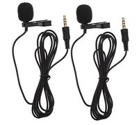 Gatuida 2pcs Clip on Mic Mini Recording Microphone 4-pole Plug, Noise Reduction Lavalier Microphones for Phone, Computer, Live Streaming and Interviews, Black