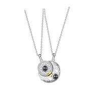 Gatuida 2Pcs Couple Necklaces Projection Lockets Moon and Sun Design Love Necklace for Couples Matching Romantic Gift for Valentine’S Day