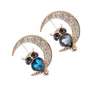 Gatuida 2pcs Creative Owl Shaped Brooch for Women Colorful Oil Droplet Alloy Pins with Rhinestone Decoration Lightweight Fashion Accessories for Clothes Bags Hats Party and Daily Wear Blue
