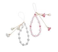Gatuida 2pcs Crystal Beaded Phone Strap Creative Flower Design Skinfriendly Wear Enhanced Security Cute Jewellery Phone Charm Wristlet Lanyard in Everyday Looks and Shopping