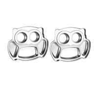 Gatuida 2Pcs Divided Stainless Steel Plates with Skid Bottom for Smooth Surface Food Tray for Home Use Easy Clean Sectioned Dinnerware