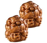 Gatuida 2Pcs DIY Ancient Animal Wooden Key Chain Pendants Carved Retro Decor for Keyrings and Bag Charms Unique Animal Figurines Ornaments