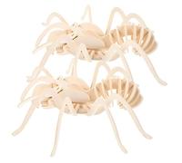 Gatuida 2pcs DIY Wooden Animal Puzzle Kit Spider Type Educational for Hand Painted Cognitive Development Concentration Spatial Awareness Burr Material Decorative Model for Home and Office