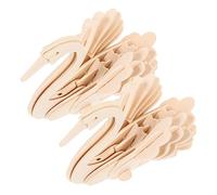 Gatuida 2pcs DIY Wooden Animal Puzzle Swan Type Interactive Assemble Puzzle Models for Educational Hands Creativity and Parent Fun Gift
