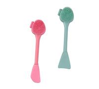 Gatuida 2pcs Double-headed Silicone Facial Cleansing Brush Handheld Makeup Removal Mask Applicator for Women Green Fish Tail Pink Blade Shape