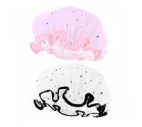 Gatuida 2pcs Double Layer Bath Caps Elastic Shower Hats with Shining Star Pattern for Women and Reusable Lightweight Hair Protection Suitable for All Hair Lengths