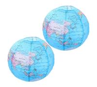 Gatuida 2pcs Earth Globe Paper Lanterns Hanging World Map Ornaments Durable Metal Frame for Space Theme Party Indoor Outdoor Decorations