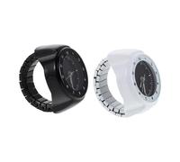 Gatuida 2pcs Elastic Unisex Finger Ring Watch with Round Arabic Numerals Dial Quartz Movement Watch for Men Women Students Nurses Comfortable Stretchy Band for Sports and Daily Wear