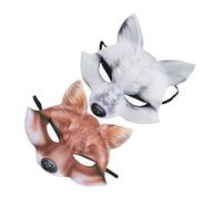 Gatuida 2pcs Elegant Fox Half Face Mask for Adults Lightweight EVA Animal Cosplay Accessory Fit for Halloween Masquerade Party and Costume Events Easy to Clean Brown White