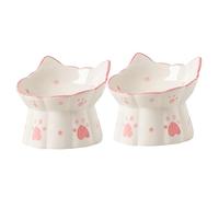 Gatuida 2pcs Elevated Cat Food Bowl Neck Guard Raised Feeding Bowl for Cats and Spill