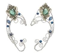 Gatuida 2pcs Fairy Ear Cuffs: Green Crystal Fairy Ear Cuffs For Women - Non-Piercing Elf Wrap Earrings - Handmade Statement Jewelry For Bridesmaids Wedding Costume