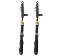 Gatuida 2pcs Fishing Rods Portable Small Short Sea Pole Mini Telescopic Fishing Rod for Travel Seawater Freshwater Bass Trout - Black
