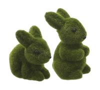 Gatuida 2pcs Flocked Rabbit Sculpture Decor Lightweight Easter Bunny Model for Home Lawn Garden Porch Indoor Outdoor Festive Ornament